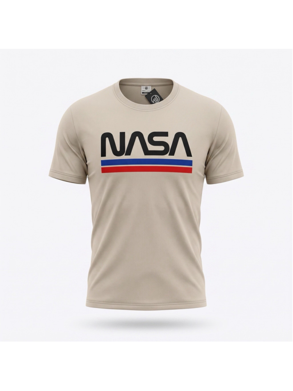 Where I'm From T Shirt Beige NASA Retro Worm Logo Crew Neck Casual Unisex Medium
